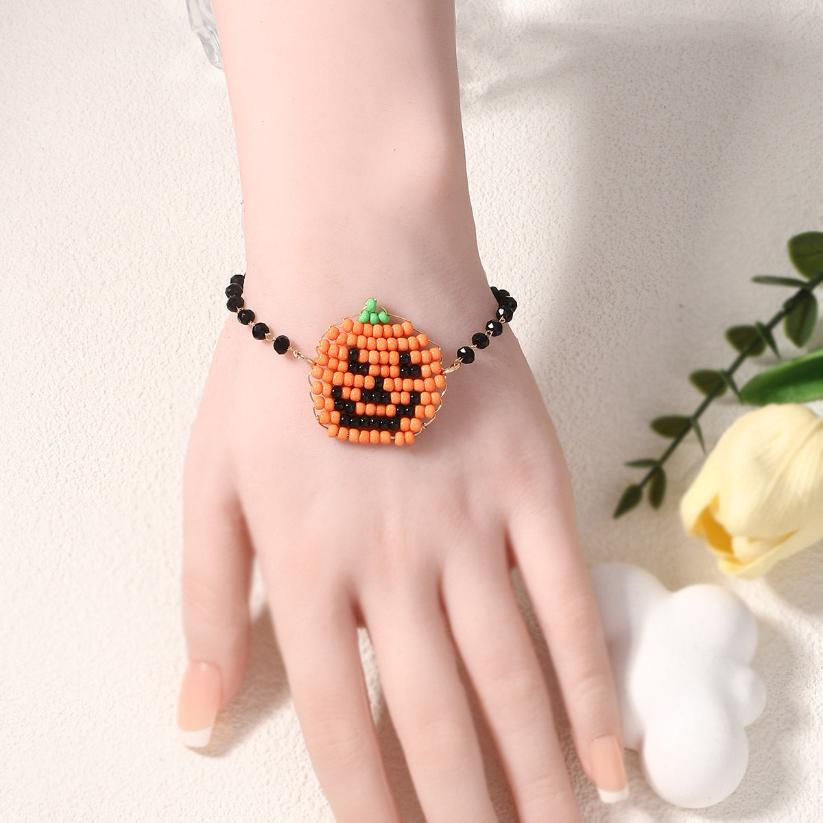 Wholesale  beaded woven pumpkin ghost bracelet