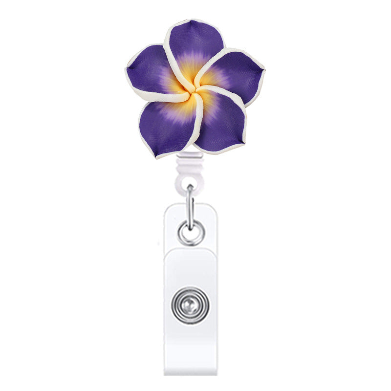 Wholesale Hawaiian Plumeria Badge Reel Handmade Soft y Flower – Casual Bag Charm or ID Accessory