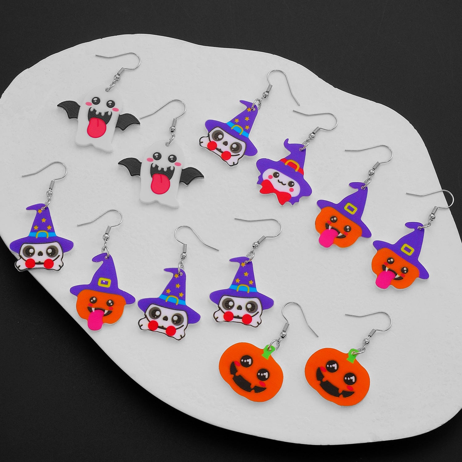 Wholesale Acrylic  Pumpkin Witch Hat Cartoon Earrings Jewelry Accessory Gift