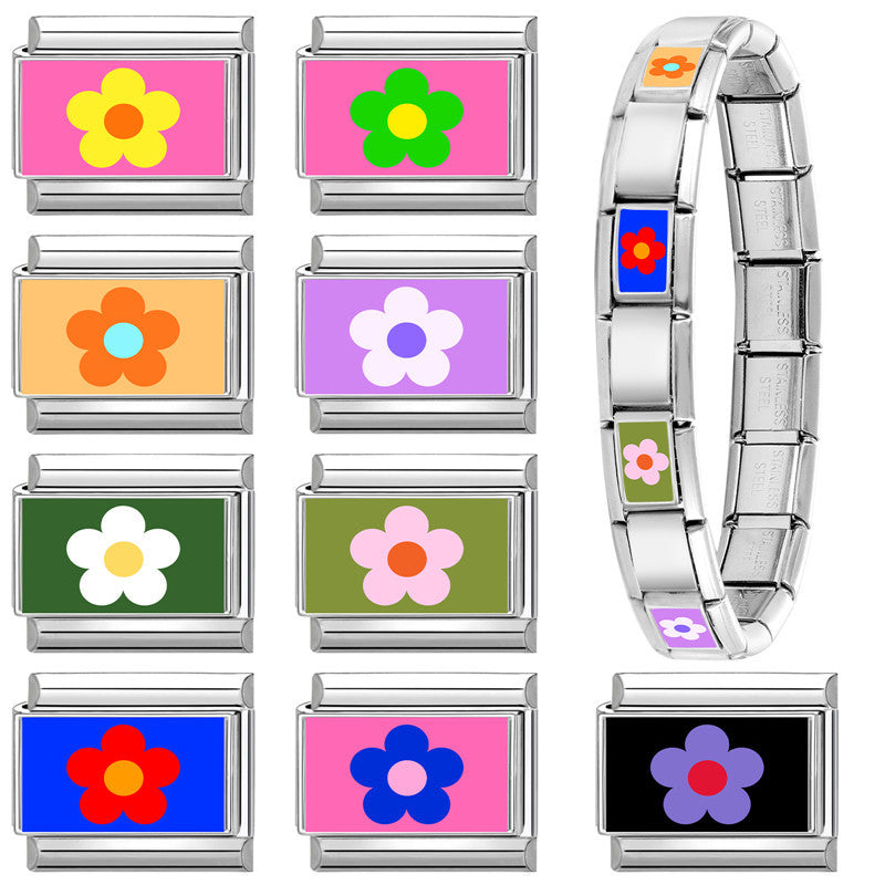 Wholesale Stainless Steel DIY Flower Charm Bracelet,  Fashion Jewelry Accessory for Everyday Wear
