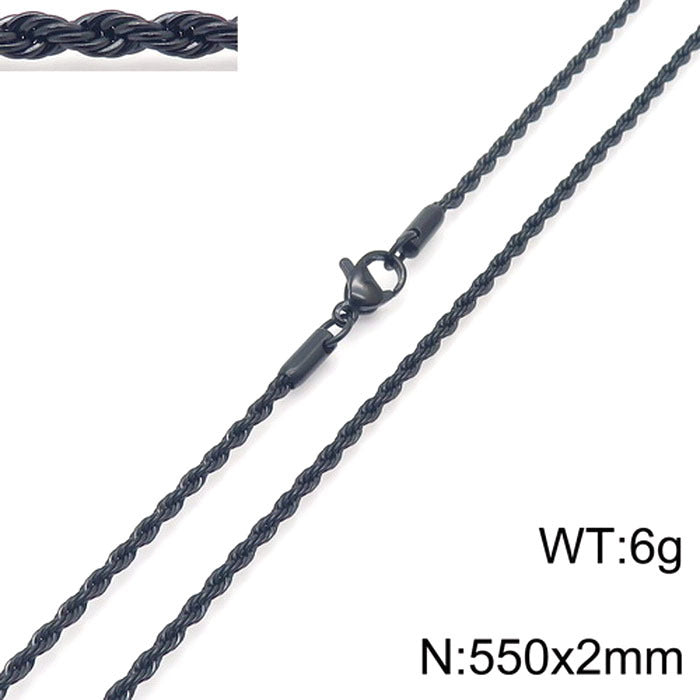 Wholesale Black Twist Chain with Chain Button Rope Chain Titanium Steel Necklace ACC-NE-KaLun002