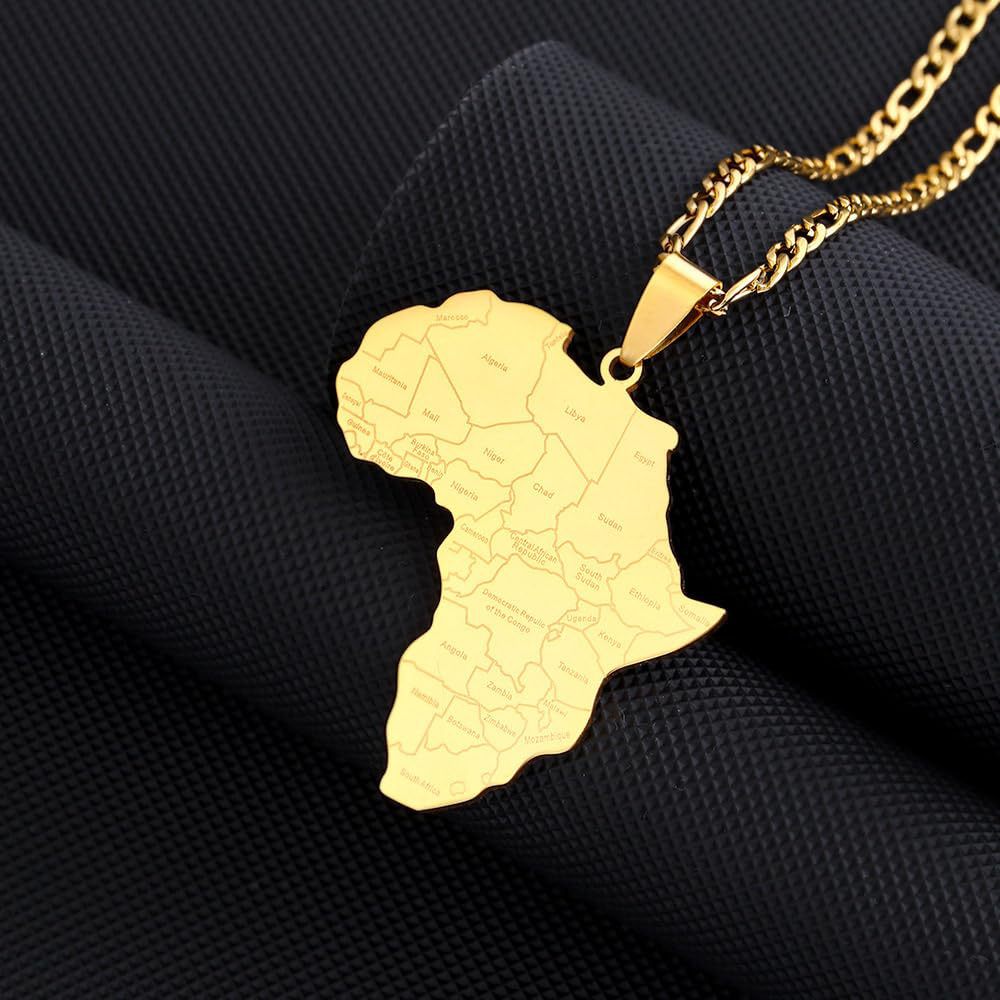 Wholesale stainless steel pendant  African map necklace
