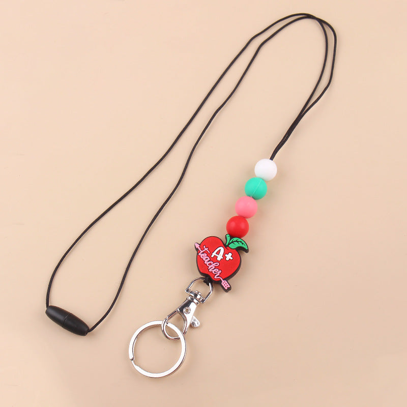 Wholesale Cartoon Silicone Beaded Apple Necklace Keychain Creative Keychain ACC-KC-GuangTian044