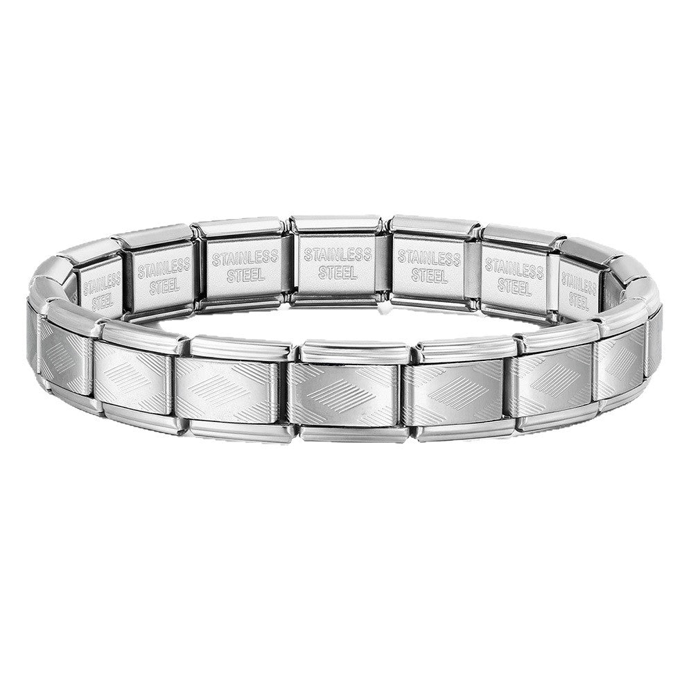 Wholesale Trendy Stainless Steel Modular Bracelet In Gold Silver Diamond Pattern DIY Watchband Chain For Everyday Wear