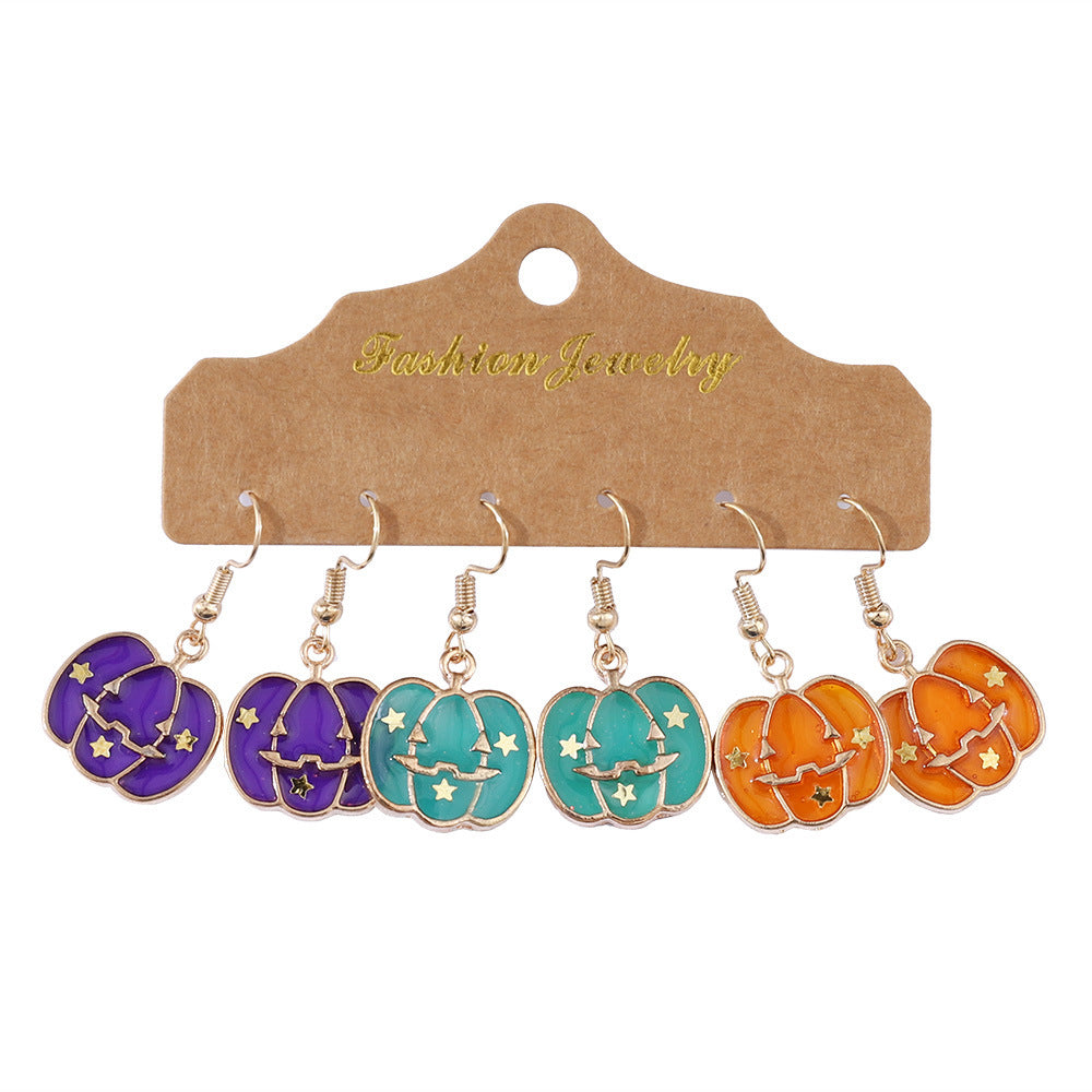 Wholesale Halloween Pumpkin Hat Star Earrings Set