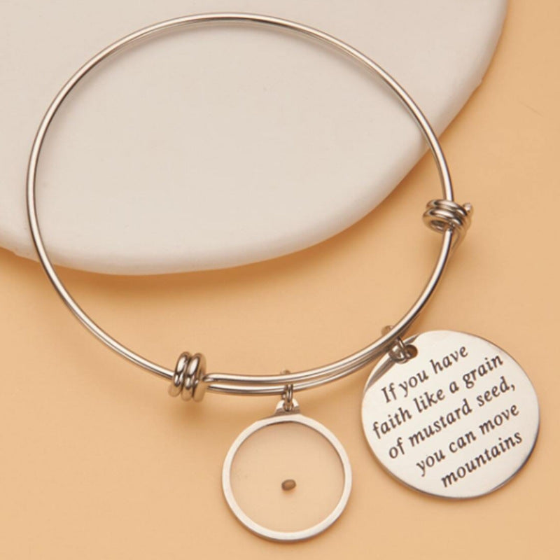 Wholesale stainless steel belief seed adjustable letter bracelet