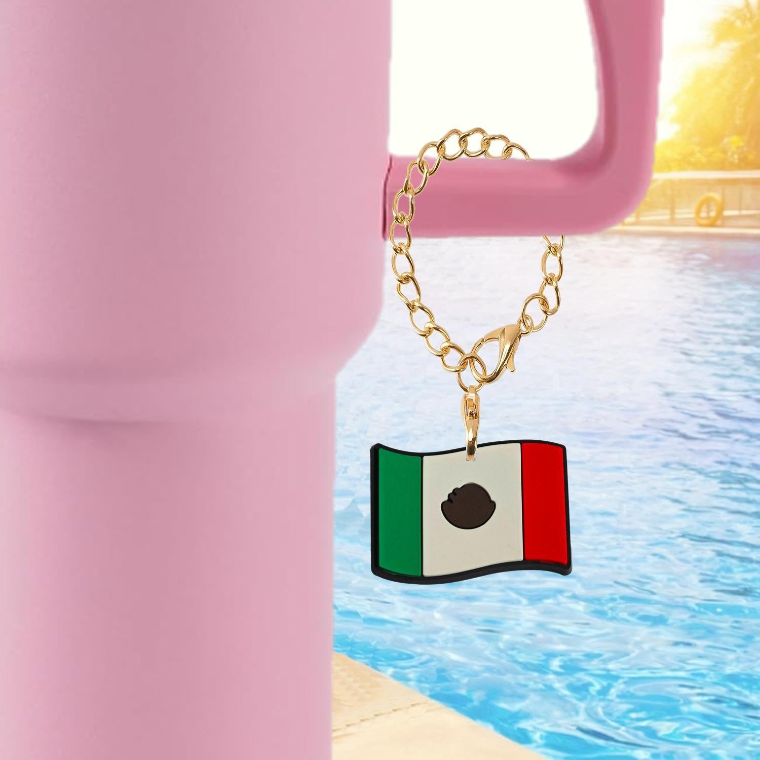 Wholesale National Flag Series Soft Rubber Hanging Chain Cup Accessories Chain ACC-CA-XieJi012