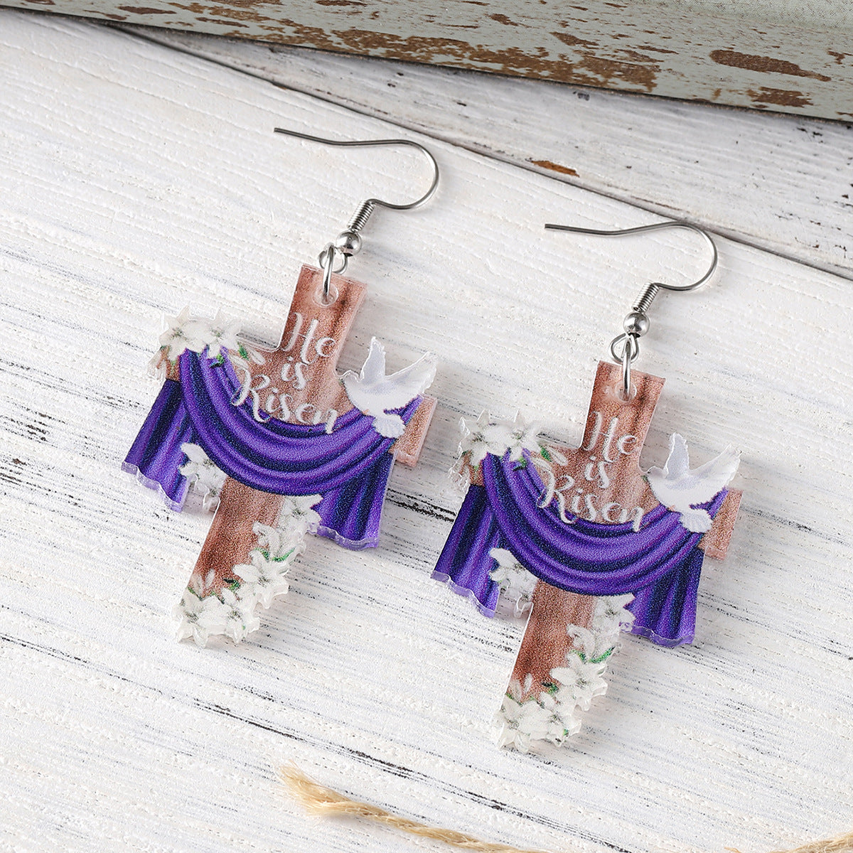 Wholesale Dove Lily Cross Earrings