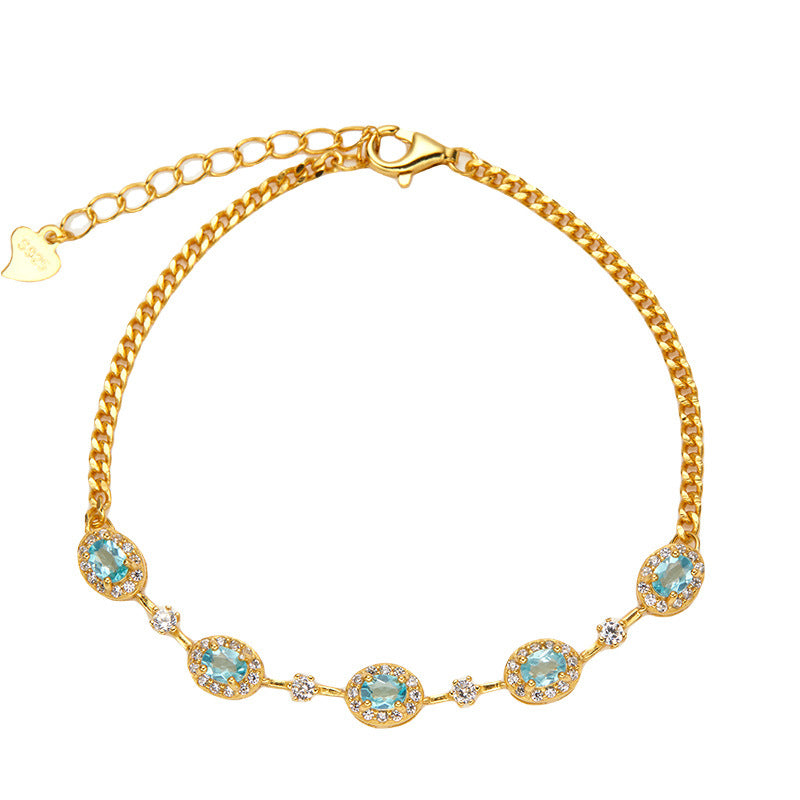 Wholesale S925 sterling silver natural garnet apatite bracelet