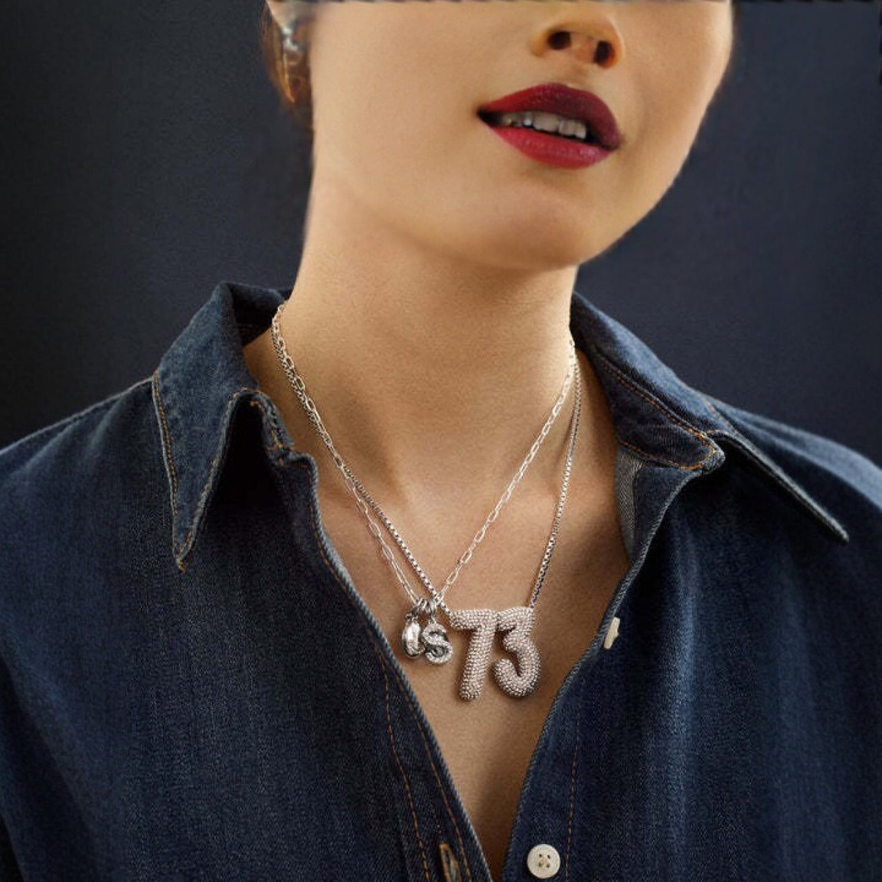 Wholesale Lucky number bubble necklace 26 English letters necklace