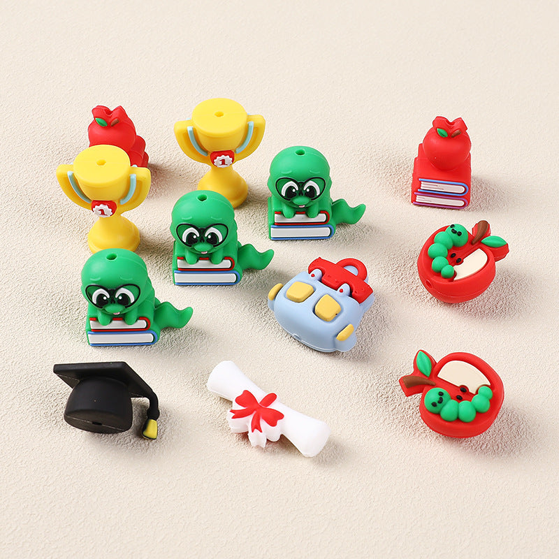 Wholesale 20pcs Apple Book Silicone 3D Focal Beads DIY Bead Accessories ACC-BDS-RongFa051