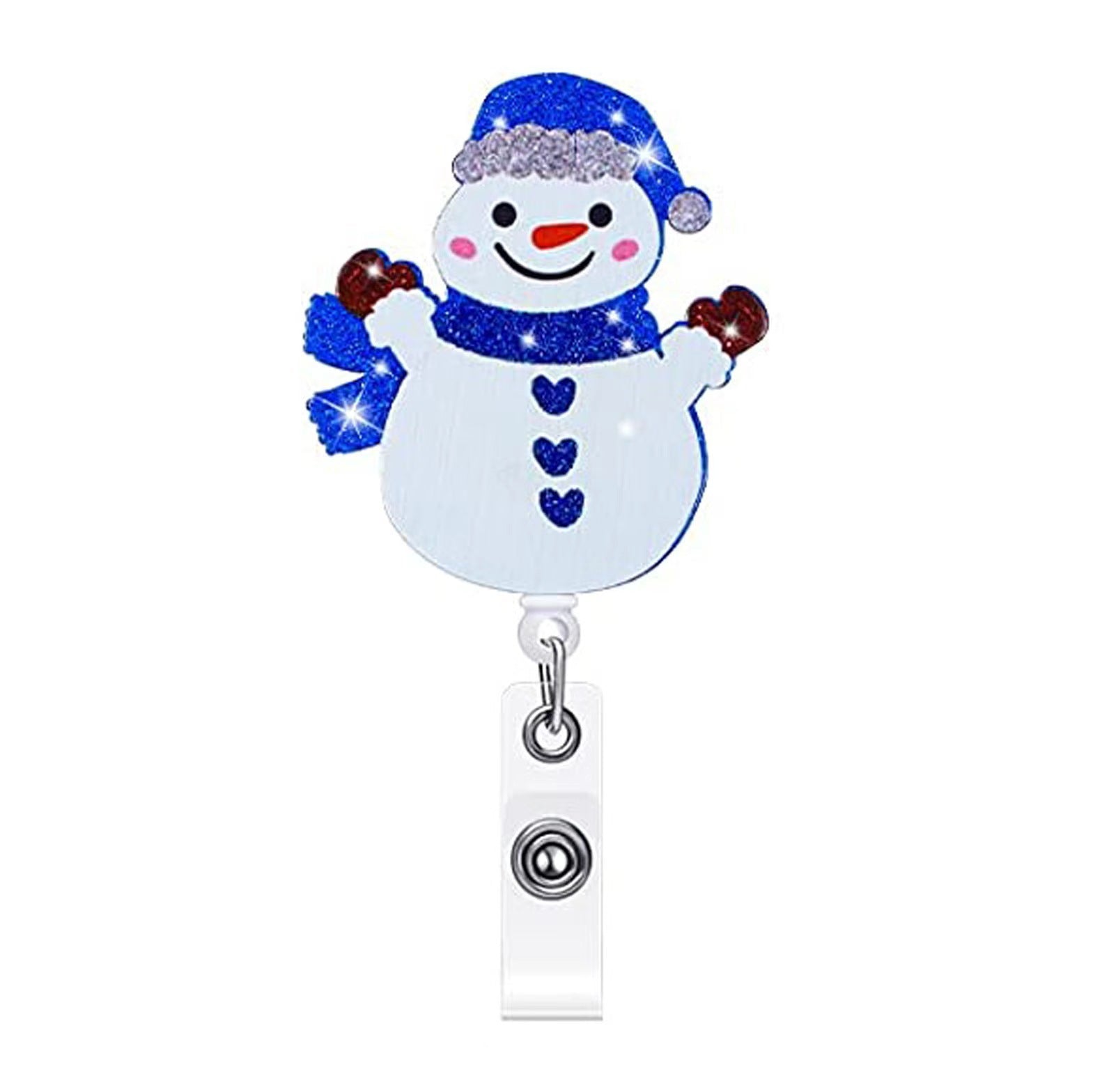 Wholesale Christmas Tree Holiday Glitter Badge Clip Retractable Keychain ACC-KC-LingYu011