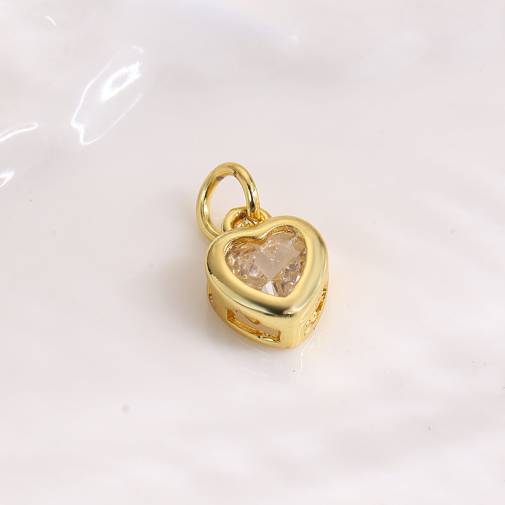 Wholesale Colorful zircon copper heart pendant