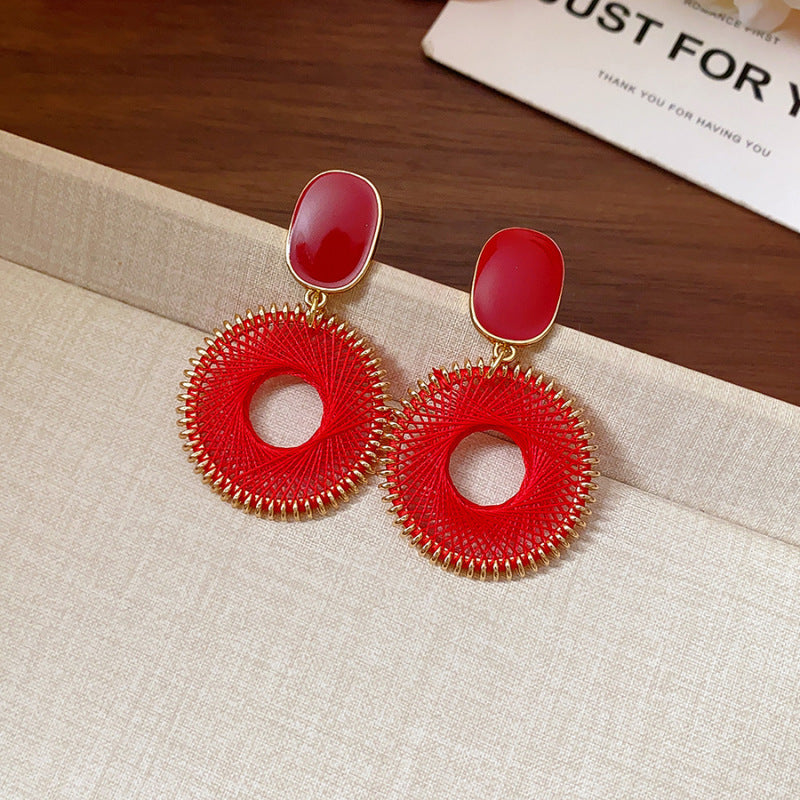 Wholesale Round Crystal Stud Earrings Silver Plating Sweet Style Party Wear Jewelry Accessory Gift Boutique Resale