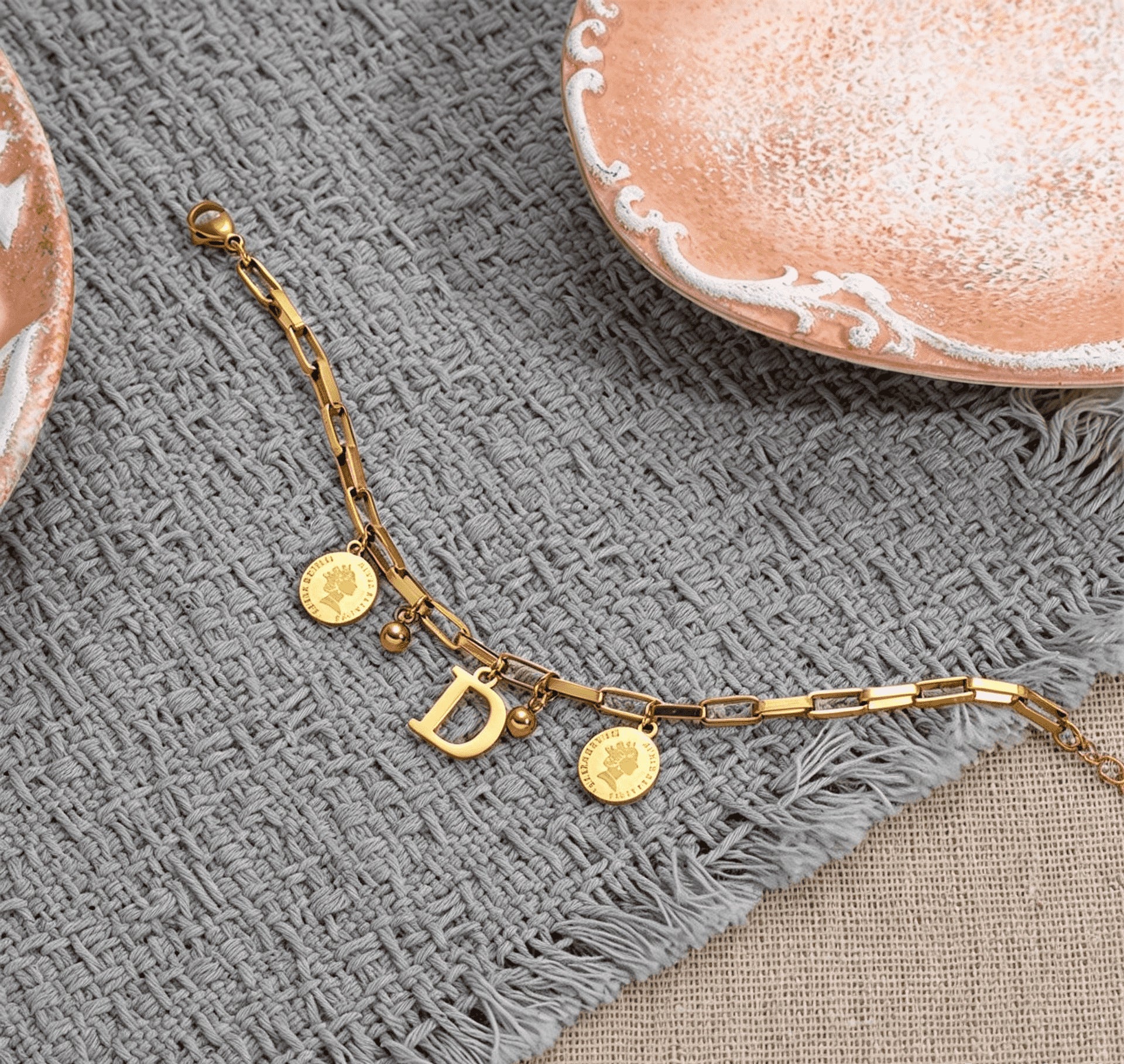 Wholesale Titanium Steel Gold Plated Letter Design Bracelet - Chic Fashion Accessory for Everyday Wear