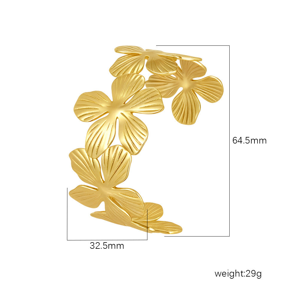 Wholesale Stainless Steel Open C Shape Bangle 18K Gold Plated Fashion Jewelry for Gift Boutique Resale