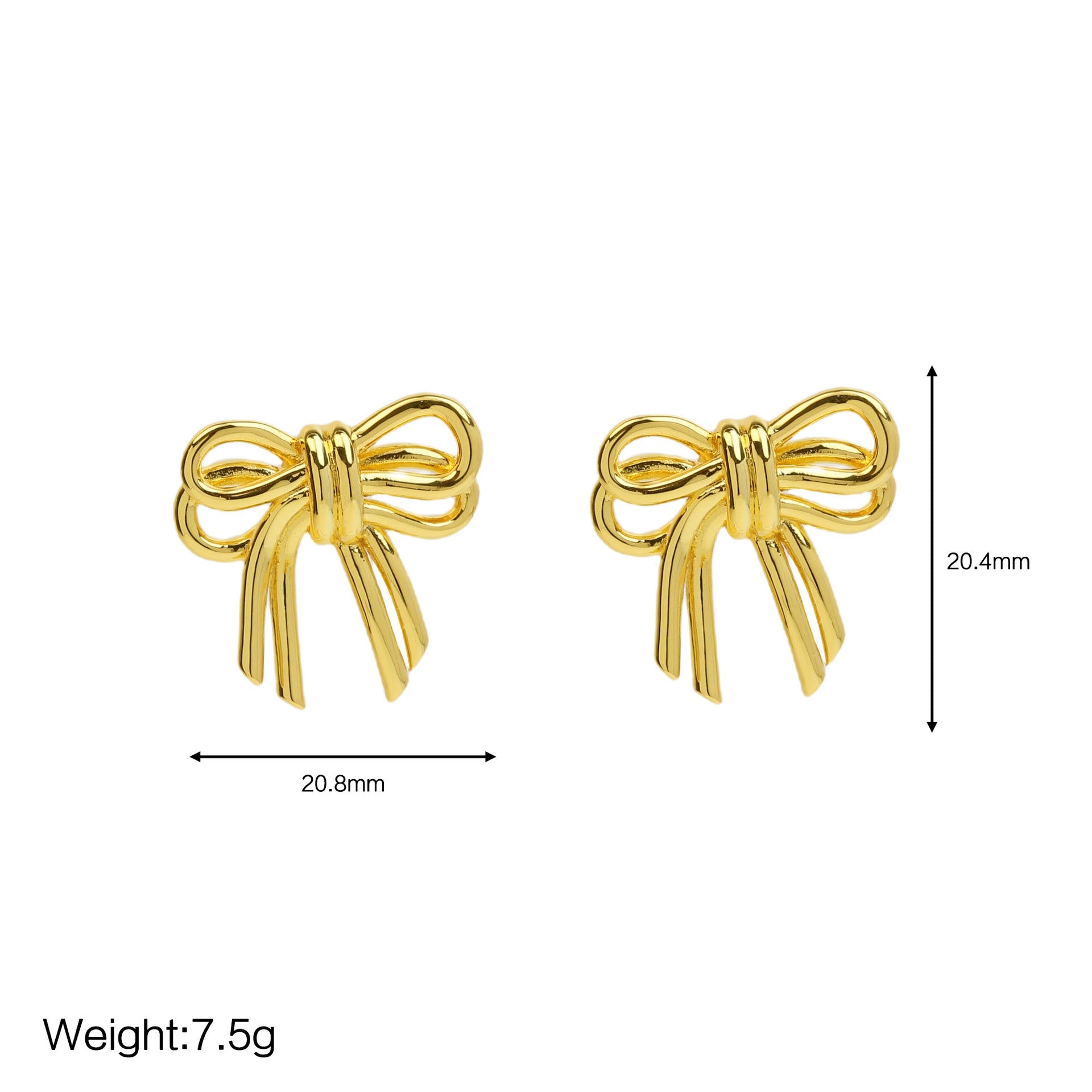 Wholesale 18k gold smooth high sense bow earrings