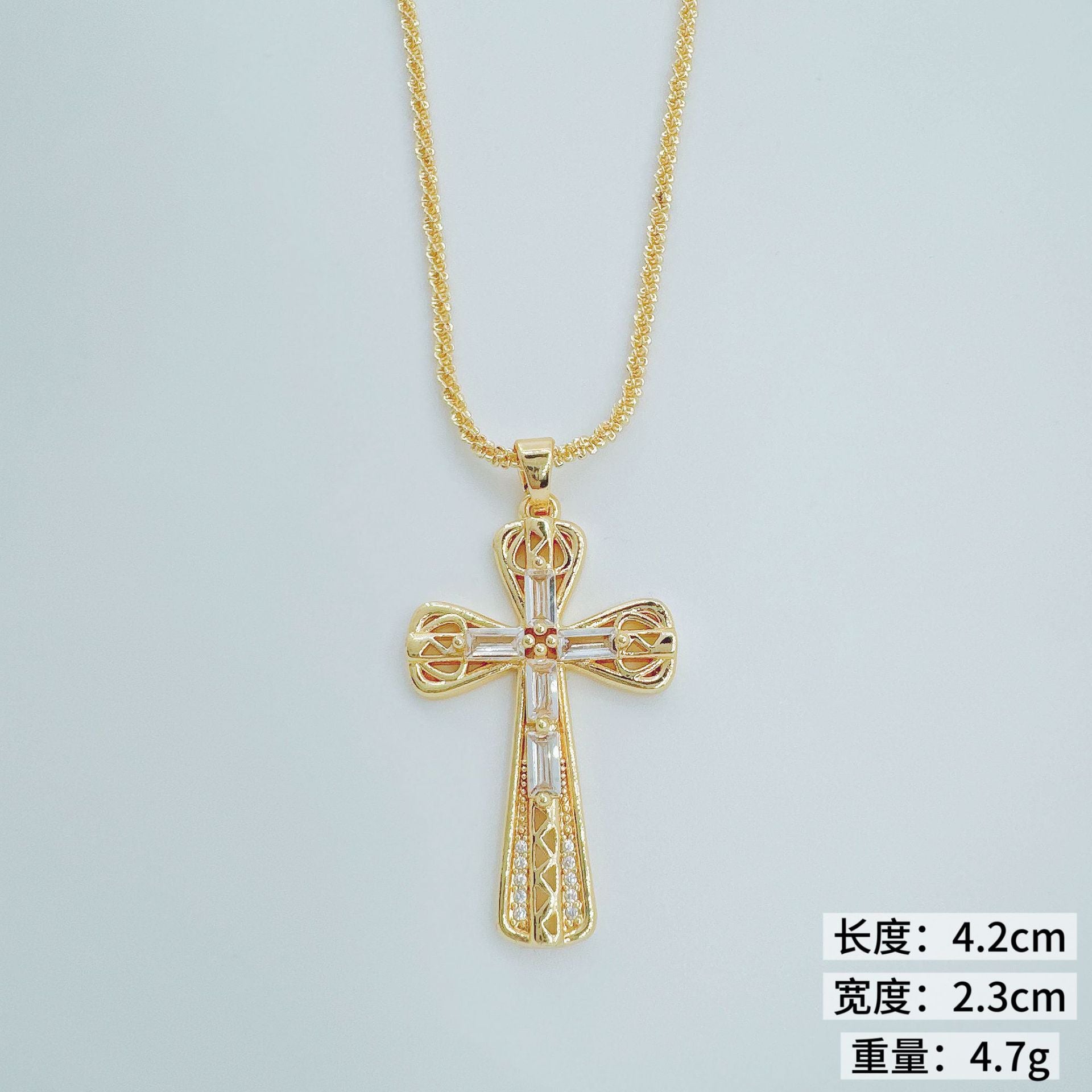 Wholesale Micro-set Gold Plated Cross Pendant Necklace Trendy Jewelry Accessory for Women