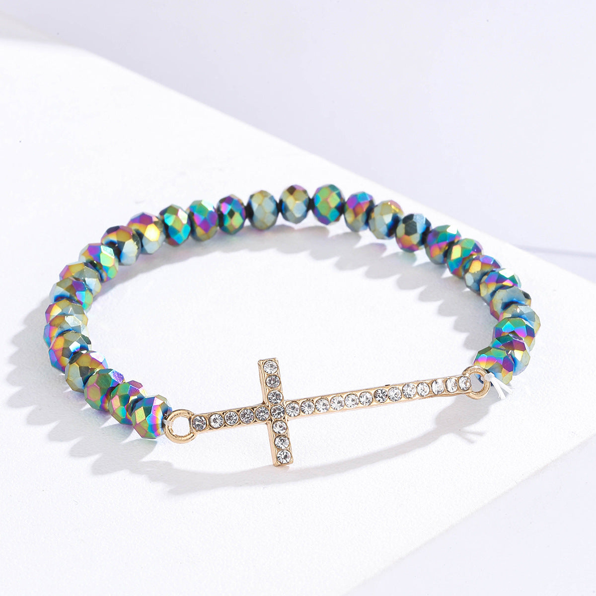 Wholesale Diamond Cross Colorful Crystal Beaded Bracelet
