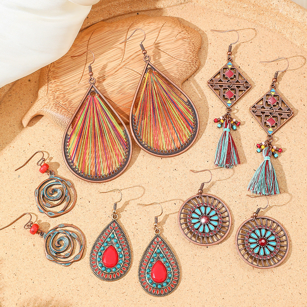 Wholesale Bohemian Tassel Earrings Handmade Zinc Alloy Retro Party Gift