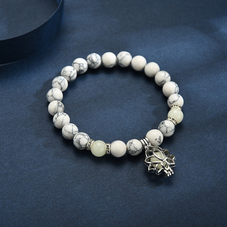 Wholesale  White Turquoise Luminous Lotus Bracelet
