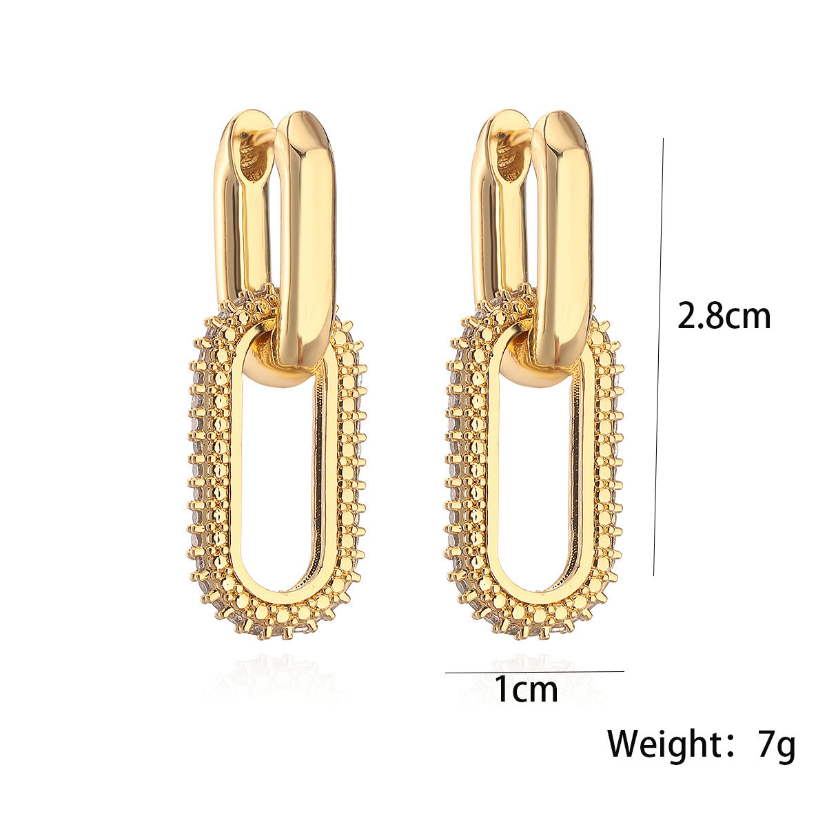 Wholesale personalized earrings full Diamond Oval Earrings