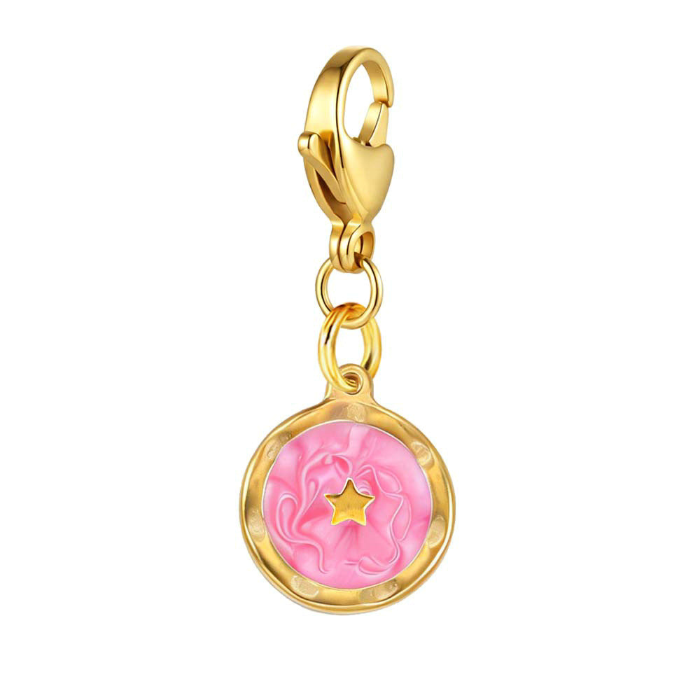 Wholesale Stainless Steel Electroplated Round Small Pendant with Lobster Clasp for DIY Jewelry Making