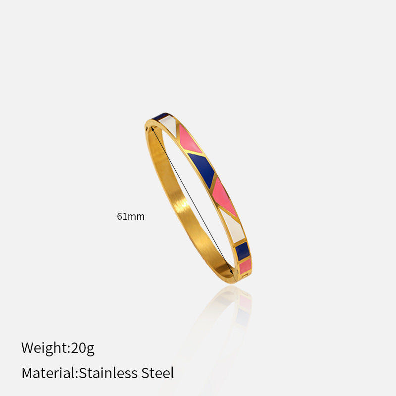 Wholesale color-blocked geometric stainless steel bracelet