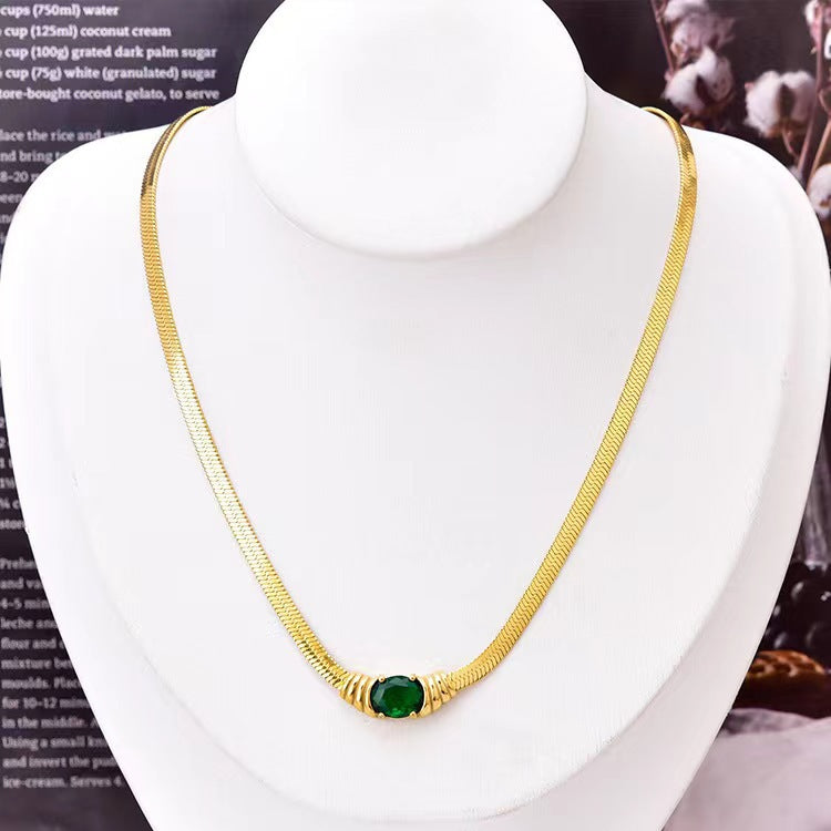 Wholesale Vintage Metal Snake Bone Chain Rhinestone Bracelet Necklaces Earrings Titanium Steel Necklace ACC-NE-Yibao004