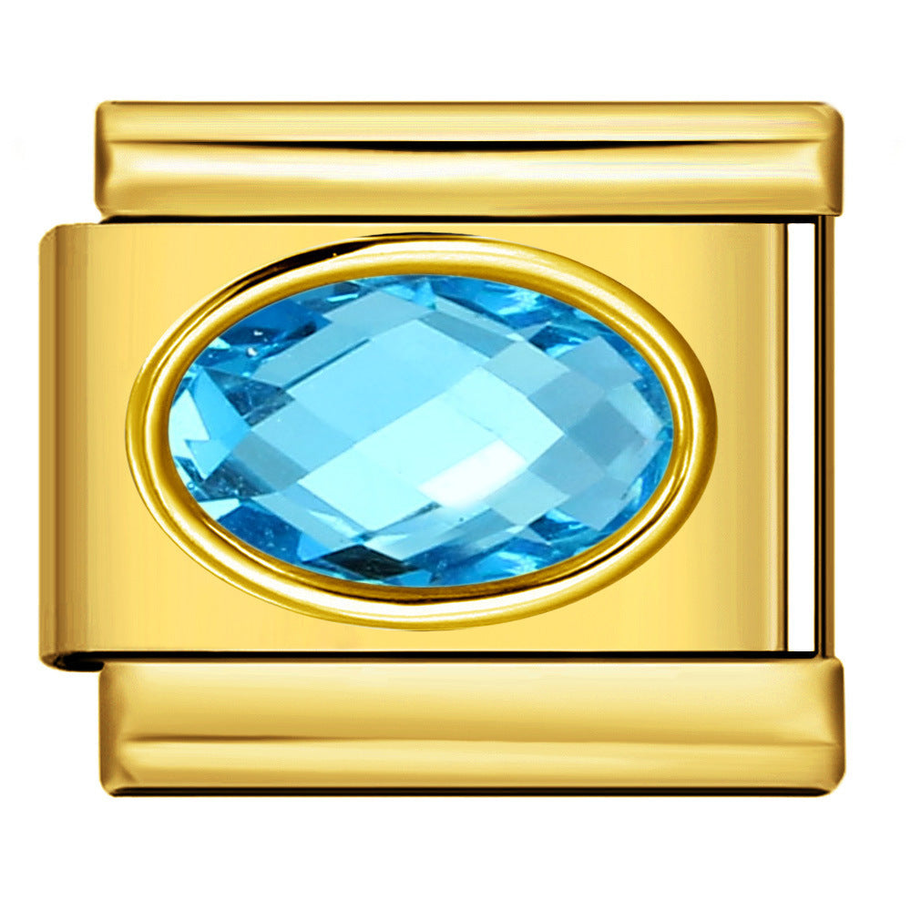 Wholesale  Italian module Gold-bottomed oval colored stone bracelet