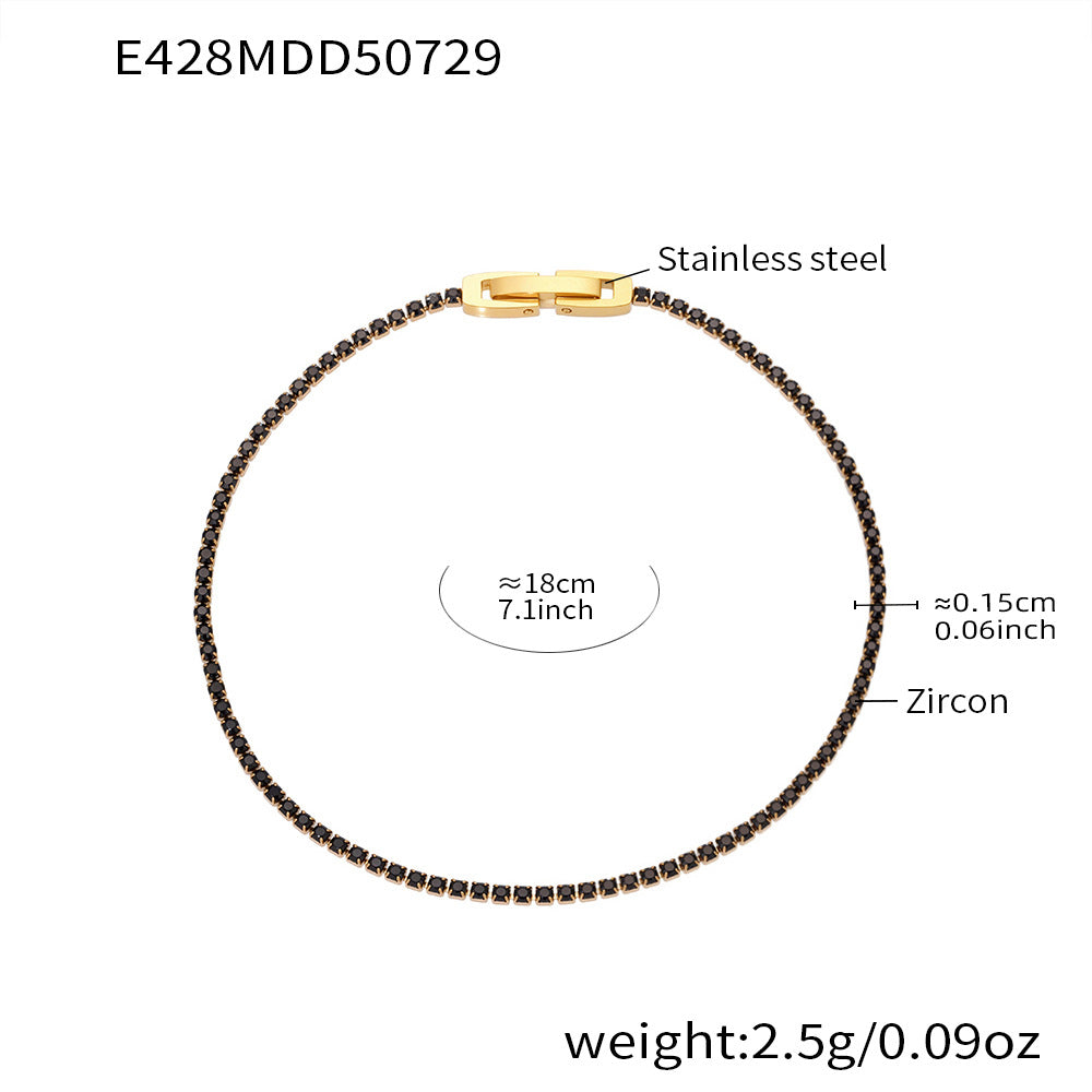 Wholesale Dopamine Style Diamond Encrusted Tennis Chain Bracelet Stainless Steel Zircon Jewelry Gift