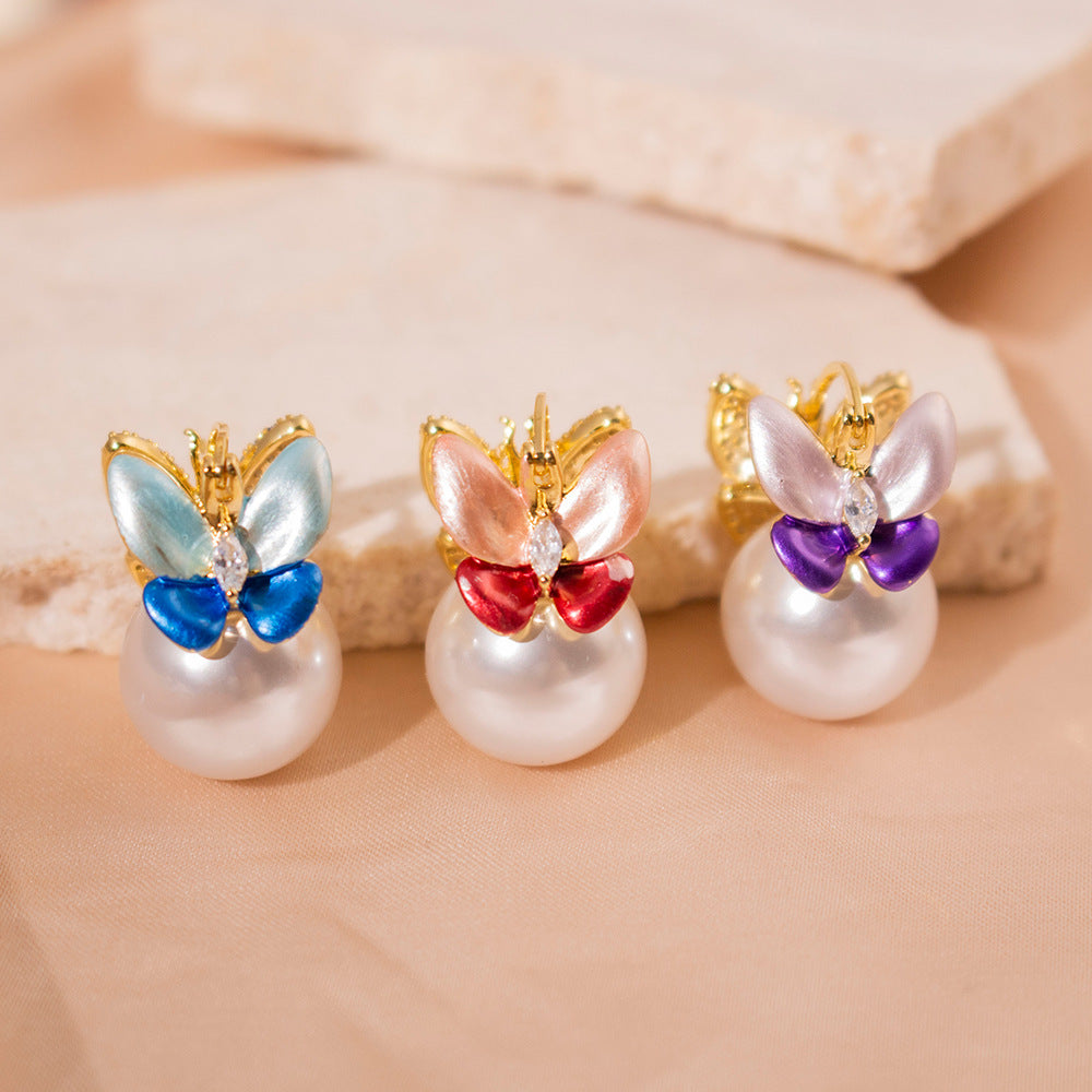 Wholesale Zircon Butterfly Ear Buckle Light Luxury Retro Design Fashion Earrings