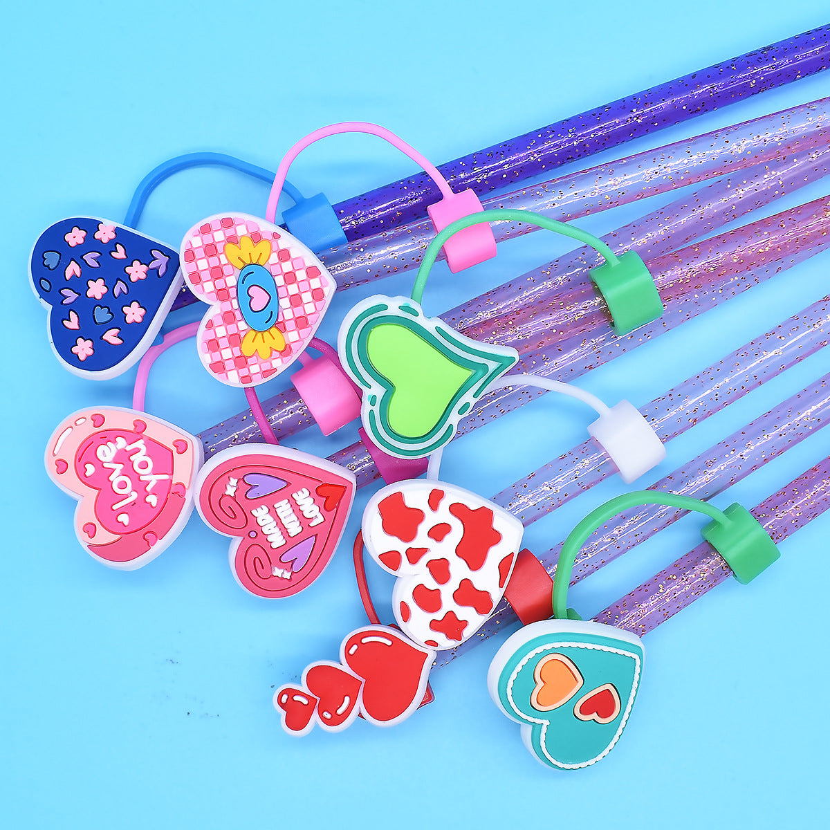 Wholesale Random 100pcs 10mm PVC Soft Straw Tube Cap ACC-SCR-RYY090