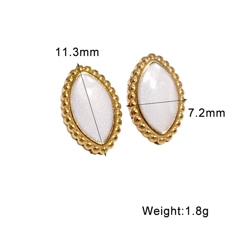 Wholesale Women S Black Marquise Earrings Stainless Steel Geometric Design Gold Plated Jewelry Accessory For Party And Gift