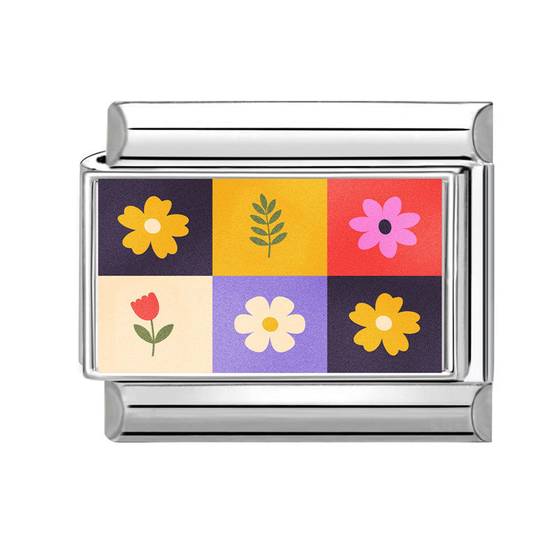 Wholesale  Italian Charm Bracelet 9mm DIY Fresh Floral-Themed  Creative Stainless Steel Composable Bracelet