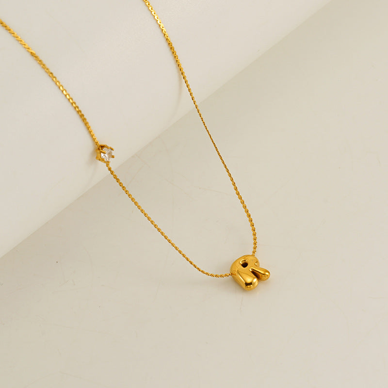 Wholesale  Stainless steel inlaid zircon chubby 26 letters pendant necklace