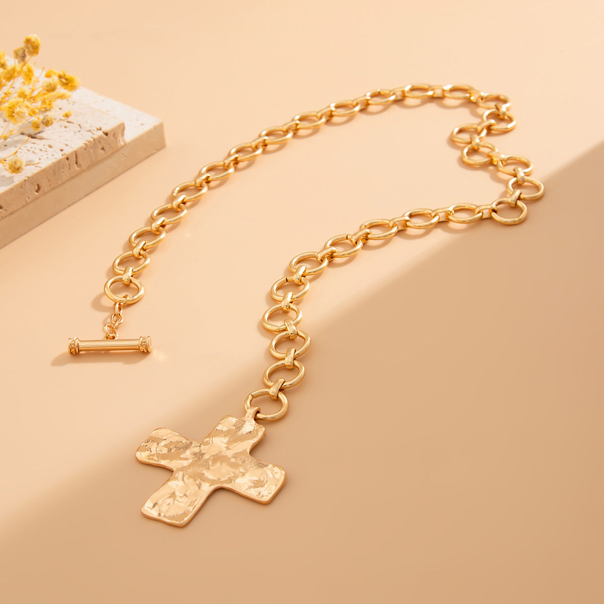 Wholesale Punk Cross Necklace With Heart Pendant For Women OT Chain Clavicle Jewelry Accessory Trendy Gift For Boutique Resale