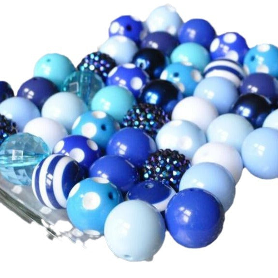 Wholesale 50pcs/pack Mixed Color 20MM Blue Acrylic Bubblegum Beads ACC-BDS-NiJia040