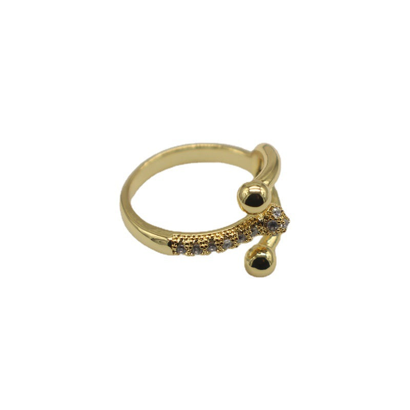 Wholesale Adjustable Copper Micro-Inlaid Zirconia 18K Real Gold Plated Ring
