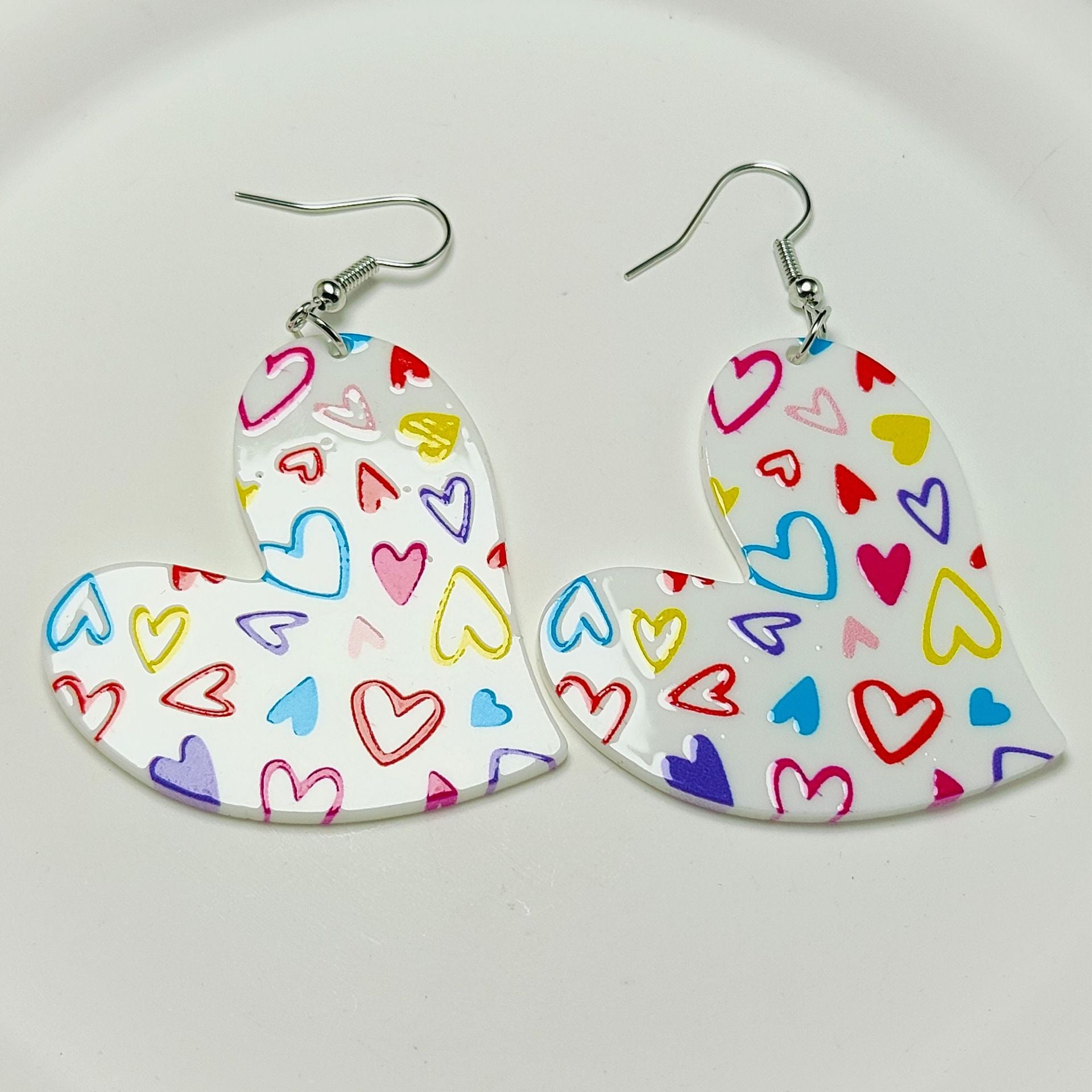 Wholesale Mother's Day Love Letters Heart Shape Acrylic Sheet Earrings ACC-ES-Qiyu008