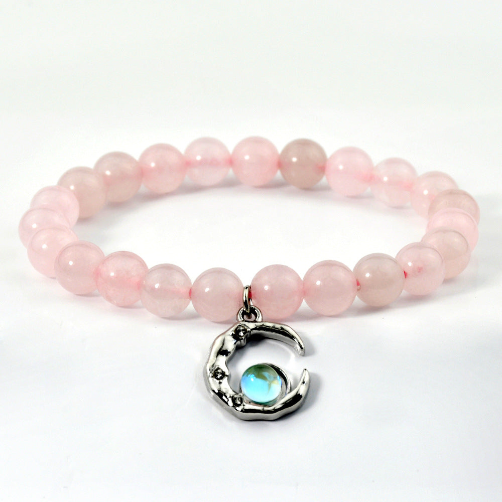 Wholesale Moon Pendant Crystal Beaded Bracelet,  Handmade Women' s Fashion Jewelry Accessory,  Everyday Wear Gift