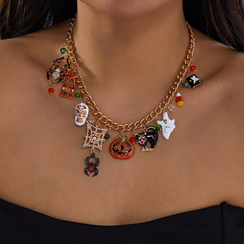 Wholesale  Pumpkin Ghost  Charm Pendant Necklace Party Fashion Accessory
