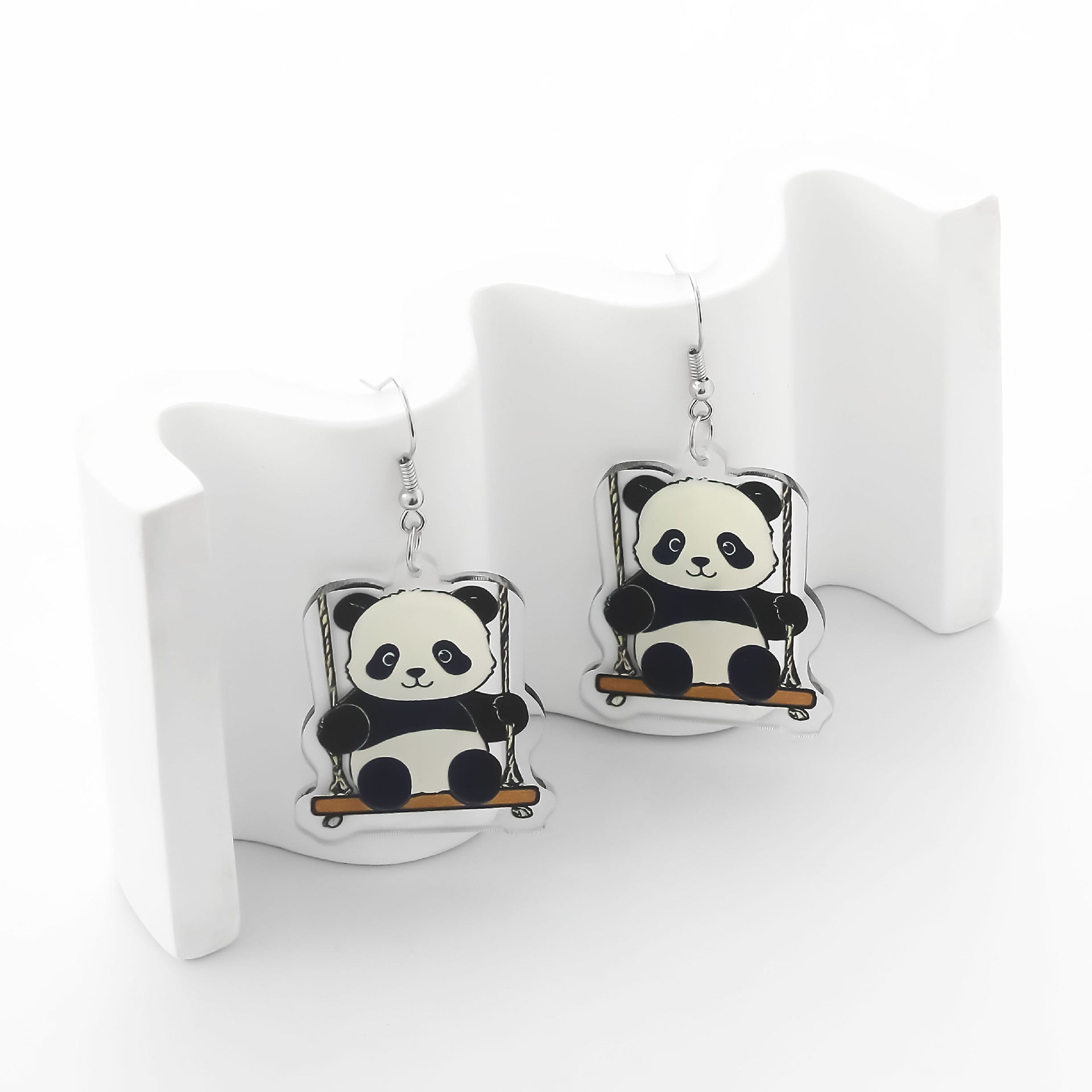 Wholesale  luxury  transparent three-dimensional red panda acrylic earrings