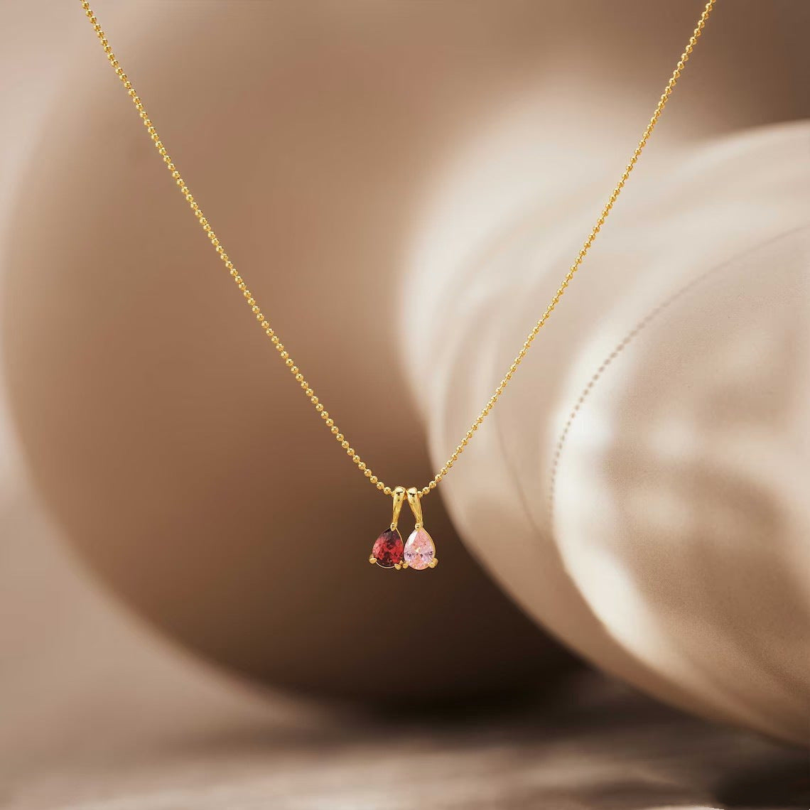 Wholesale titanium steel DIY accessories 12 birthstone necklace 12 birthstone water drop pendant