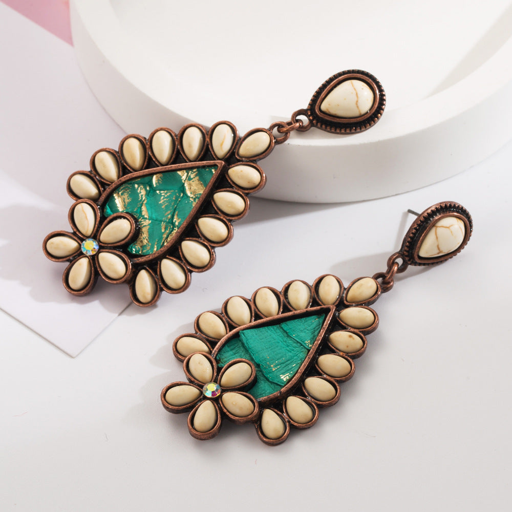 Wholesale  turquoise  print leather earrings