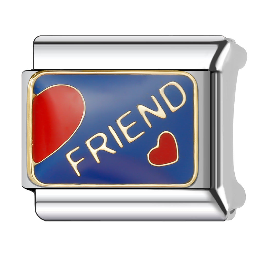 Wholesale Italian Charm Bracelet 9mm DIY English Series Creative Stainless Steel Composable Bracelet