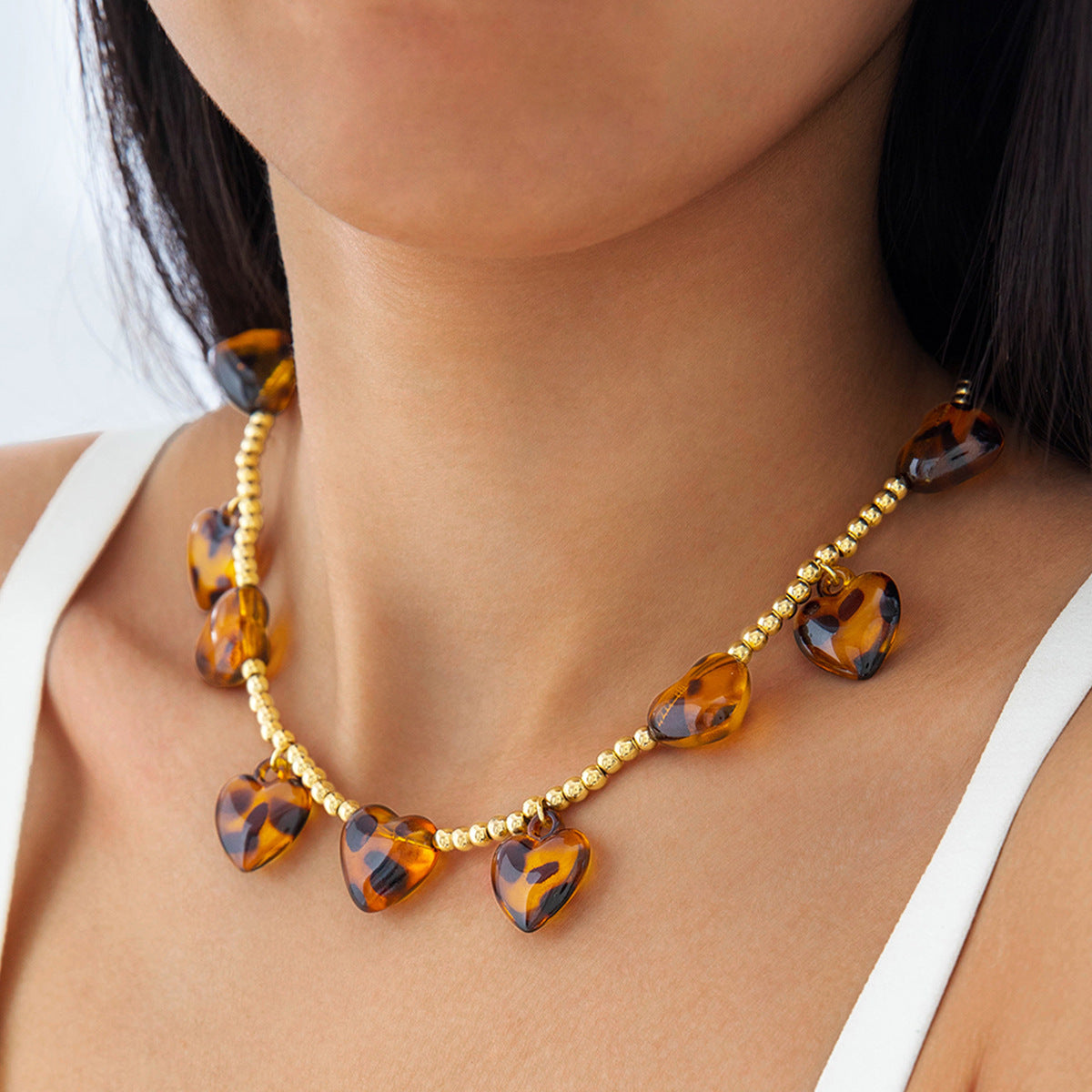 Wholesale  Acrylic Red Love Geometric Irregular Gravel Necklace