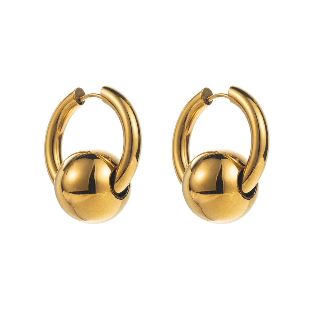 Wholesale Stainless Steel Earrings Simple Water Drop Ball Earrings ACC-ES-BP004