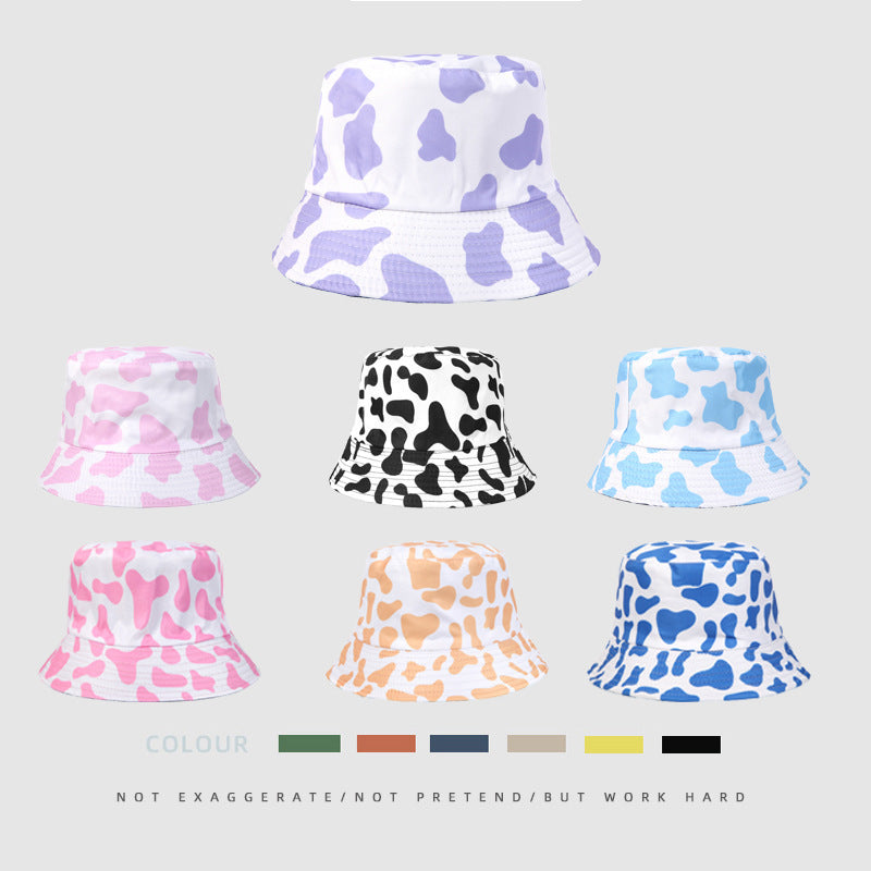 Wholesale  Fisherman Hat Cow Printed Double-sided Casual Basin Hat Bucket Hat