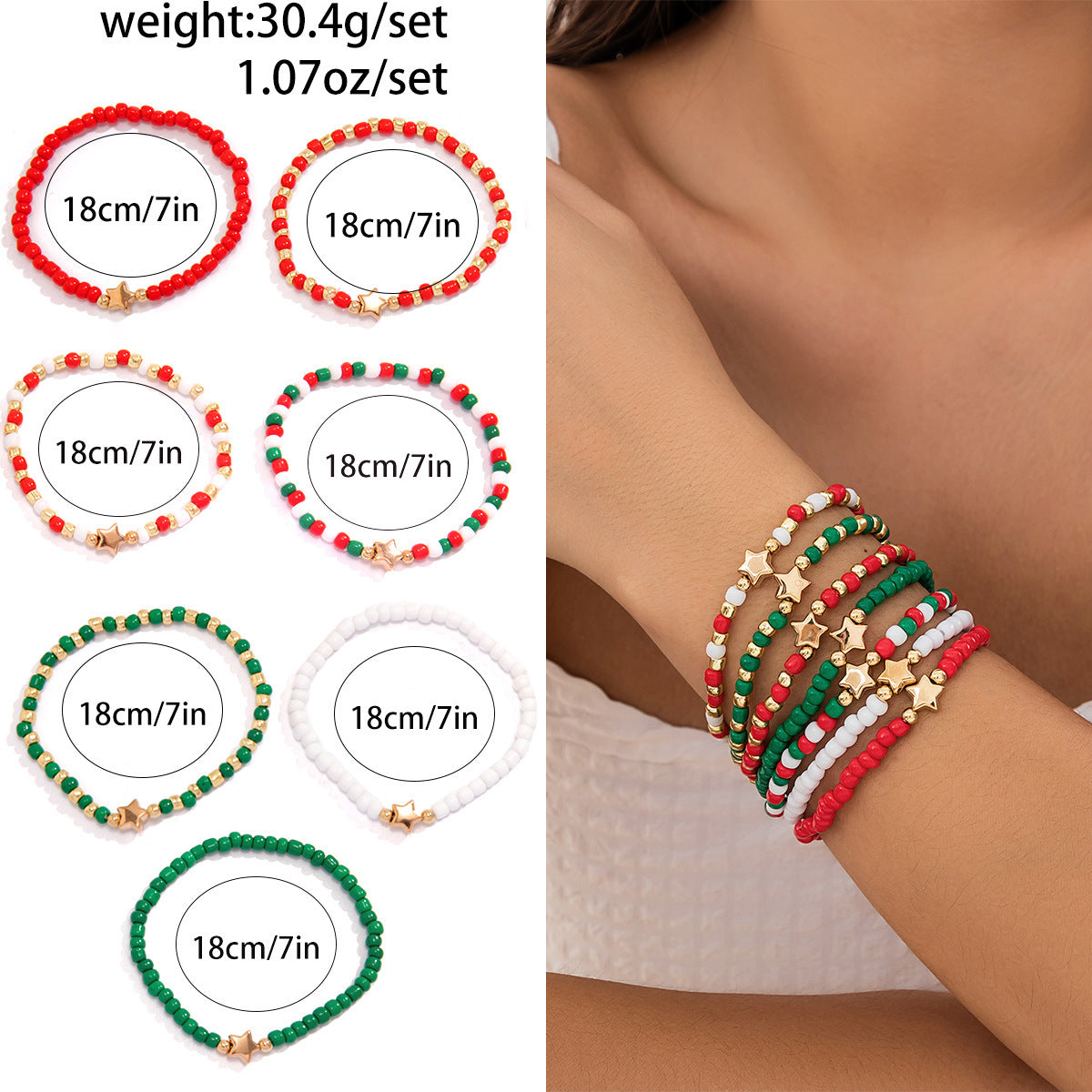 Wholesale  Christmas soft pottery glass beaded bracelet